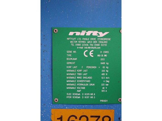2013 nifty hr21 2wd hybride hoogwerker - afbeelding 13 van  20