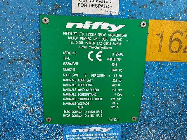 2013 nifty hr21 de 2wd hoogwerker - afbeelding 27 van  29