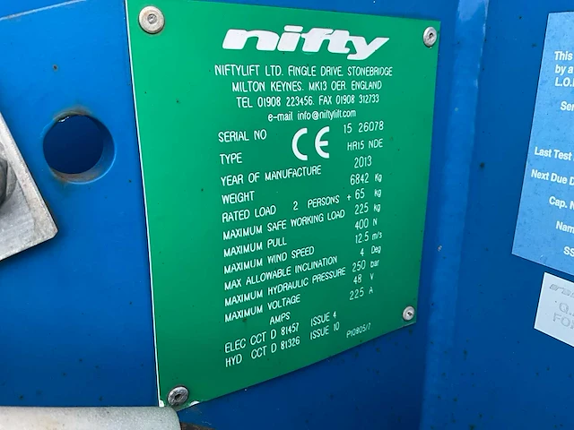 2013 nifty lift hr15nde hoogwerker - afbeelding 5 van  13