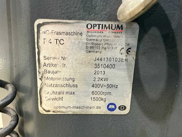 2013 optimum optimill f 4tc 3-assig bewerkingscentrum - afbeelding 5 van  15