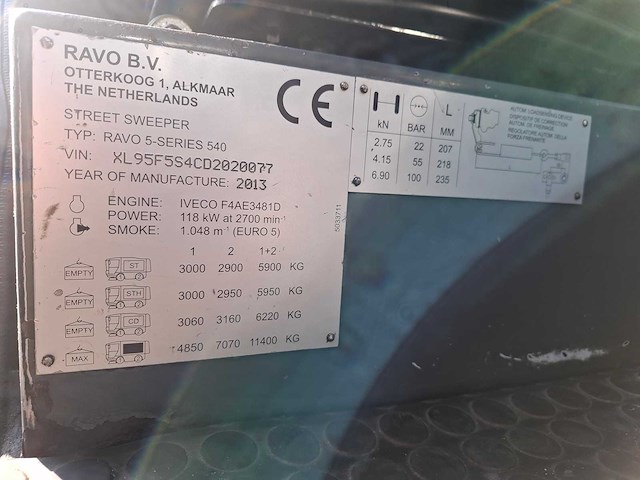2013 ravo 540 straatveegmachine - afbeelding 15 van  22
