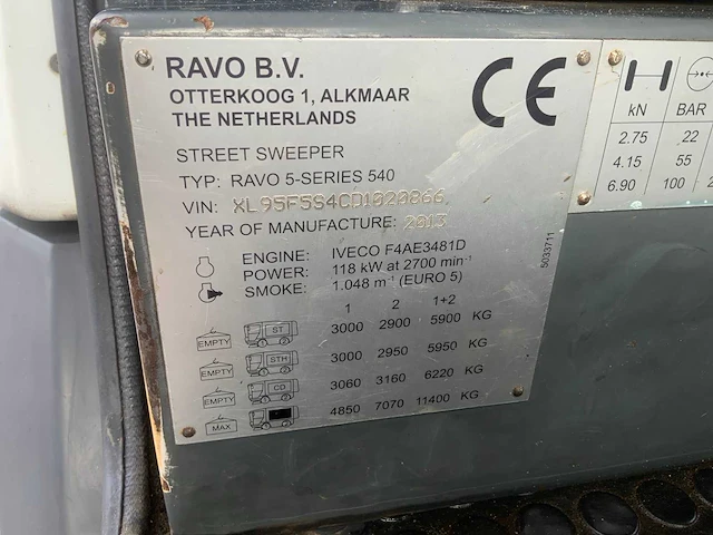 2013 ravo 540 veegwagen - afbeelding 8 van  21