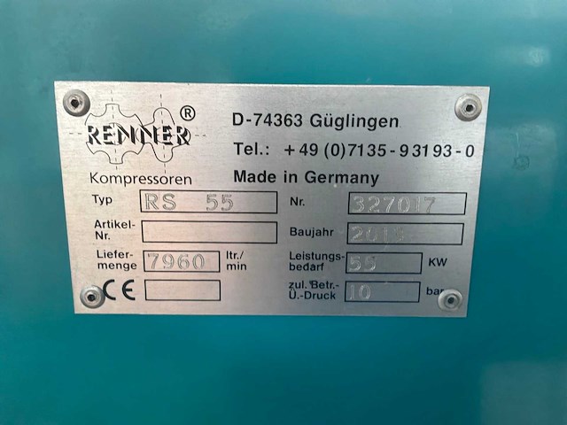 2013 renner rs55 schroefcompressor - afbeelding 7 van  7