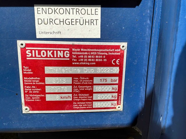 2013 siloking trailedline duo 3022-30 voermengwagen, getrokken - afbeelding 10 van  18