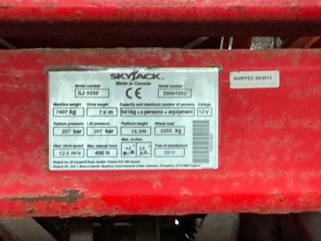 2013 skyjack sj 9250 hoogwerker - afbeelding 24 van  35