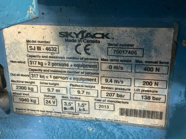 2013 skyjack sjiii 4632 hoogwerker - afbeelding 7 van  15