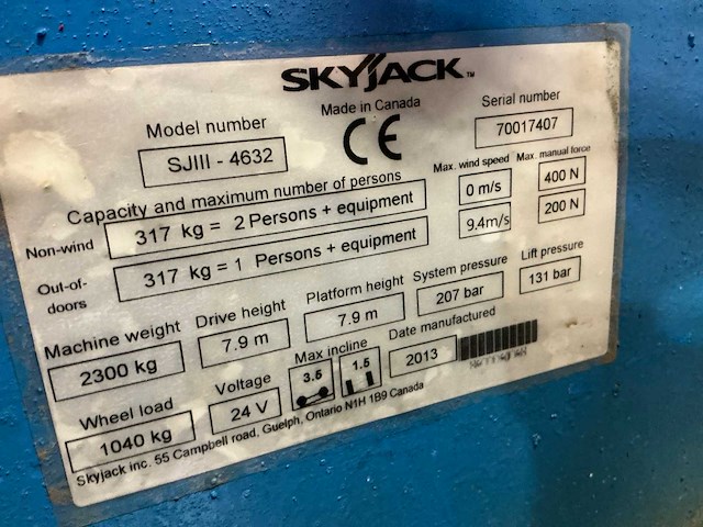 2013 skyjack sjiii 4632 hoogwerker - afbeelding 2 van  4