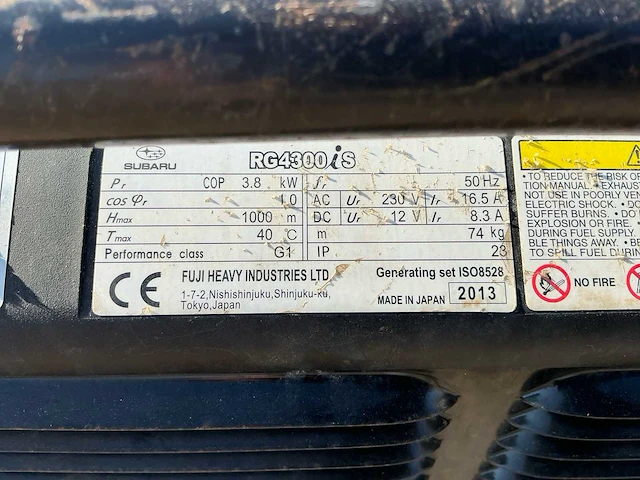 2013 subaru/euromac rg4300-s noodstroomaggregaat (2x) - afbeelding 10 van  19