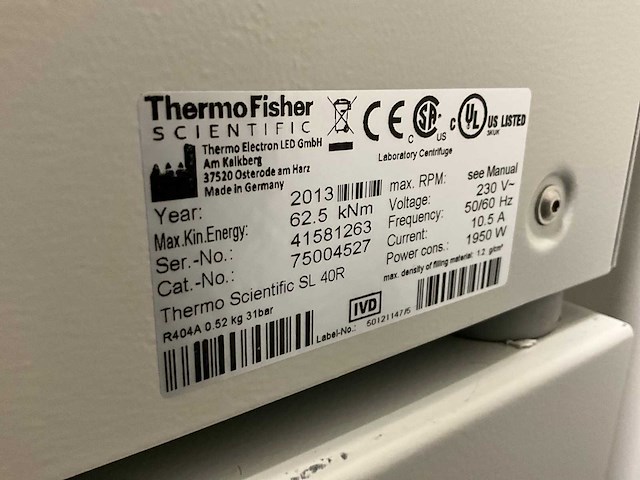 2013 thermo scientific sl 40r centrifuge - afbeelding 5 van  5