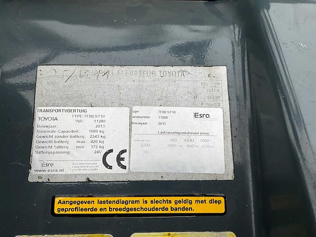2013 toyota 7fbest10 vorkheftruck - afbeelding 20 van  27