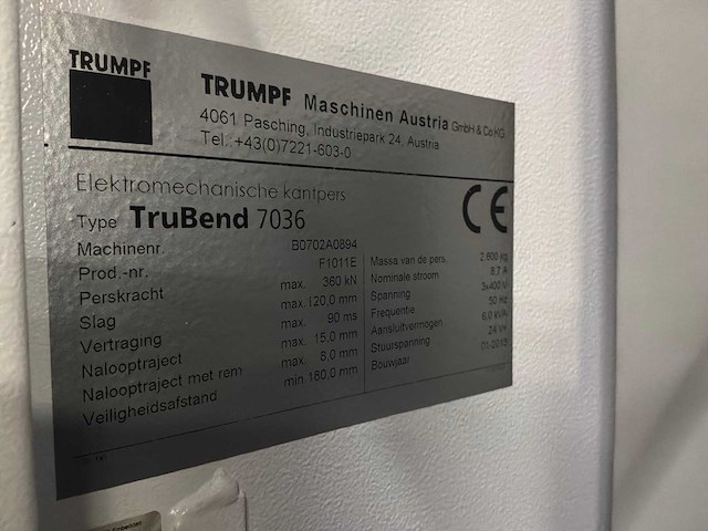 2013 trumpf trubend 7036 cnc-kantbank - afbeelding 12 van  18
