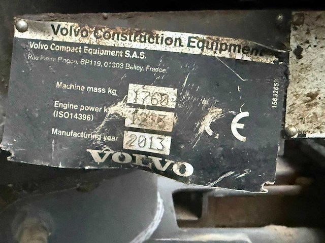 2013 volvo ec18c minigraafmachine - afbeelding 19 van  26
