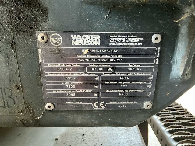 2013 wacker neuson 6503-2 banden graafmachine - afbeelding 43 van  48