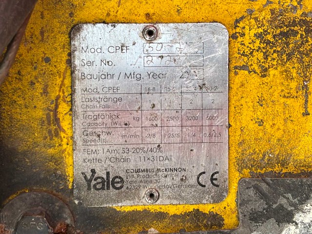 2013 yale cpef 50-2 elektrische kettingtakel - afbeelding 3 van  6