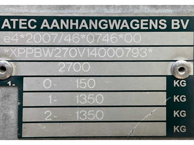 2014 atec eb2 2-1 dubbelas aanhangwagen - afbeelding 11 van  19