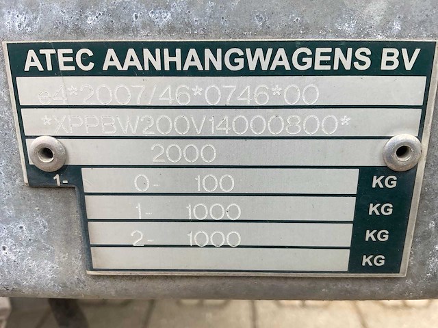 2014 atec eb2 2-1 dubbelas huifaanhangwagen - afbeelding 8 van  16