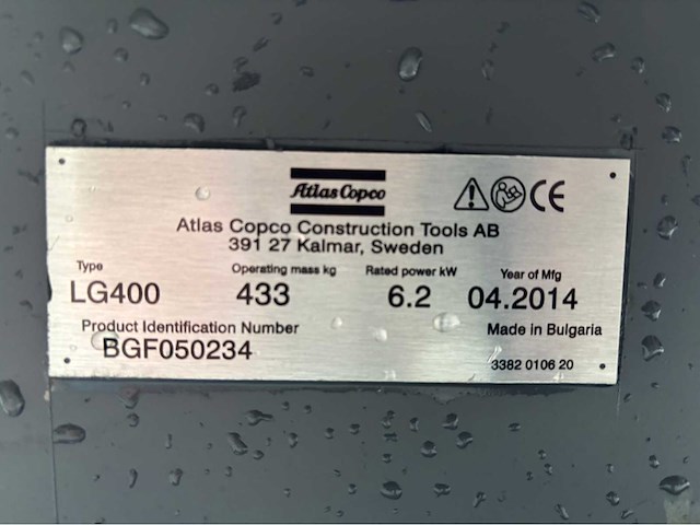 2014 atlas copco lg400 trilplaat - afbeelding 9 van  17