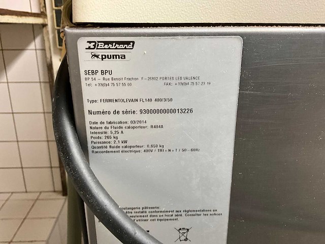 2014 bertrand puma fermentolevain fl140 fermentatie tank - afbeelding 4 van  5