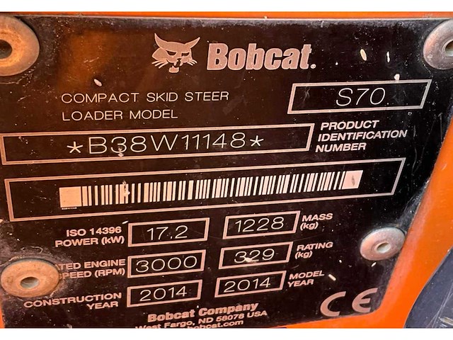 2014 bobcat s70 schranklader / mini wiellader - afbeelding 13 van  20