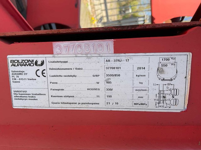 2014 bolzoni auramo ar-37rj-17 papier balenklem - afbeelding 8 van  10