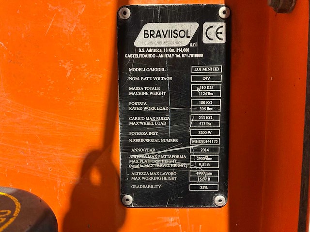 2014 braviisol leonardo lui mini hd hoogwerker / personenlift - afbeelding 4 van  12