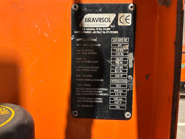 2014 braviisol leonardo lui mini hd hoogwerker / personenlift - afbeelding 3 van  11