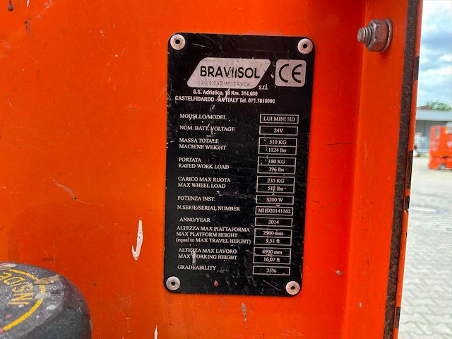 2014 braviisol leonardo lui mini hd hoogwerker / personenlift - afbeelding 18 van  25