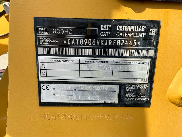 2014 caterpillar 906h2 shovel / wiellader - afbeelding 22 van  29
