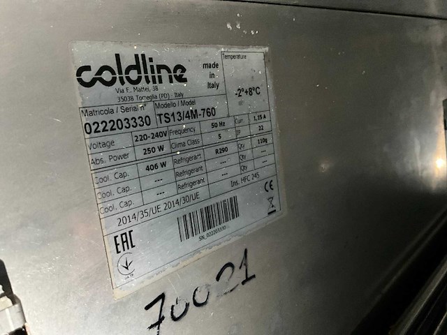 2014 coldline ts 13/4m-760 koelwerkbank - afbeelding 7 van  7
