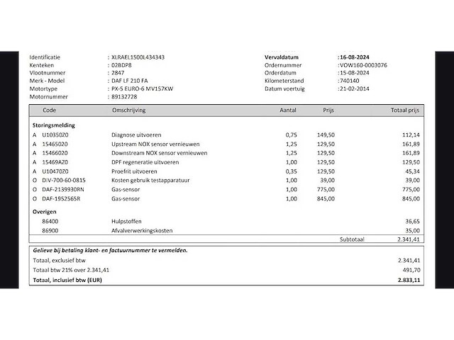 2014 daf lf 210 fa vrachtwagen - afbeelding 70 van  74