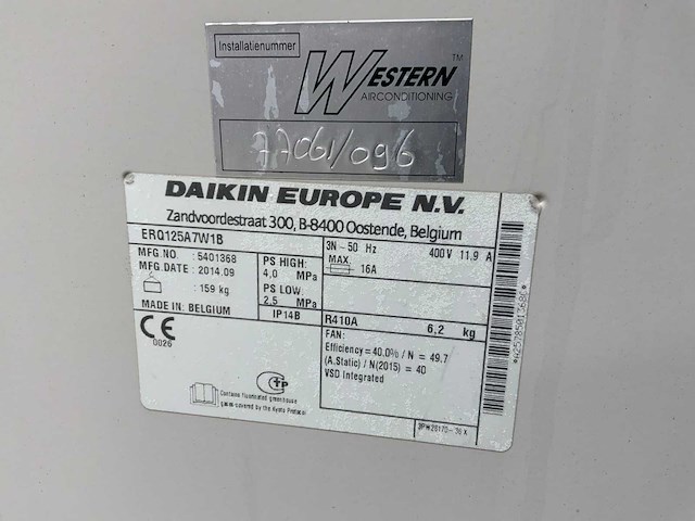 2014 daikin erq125a7w1b chiller - afbeelding 5 van  5