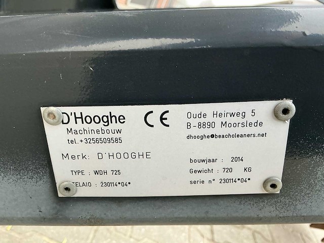 2014 d’hooghe wdh725 strandreiniger - afbeelding 13 van  14