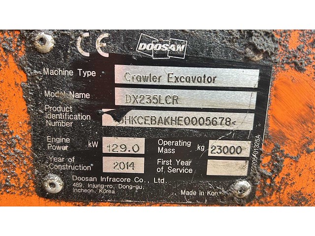 2014 doosan dx 235 lcr rupsgraafmachine - afbeelding 20 van  27