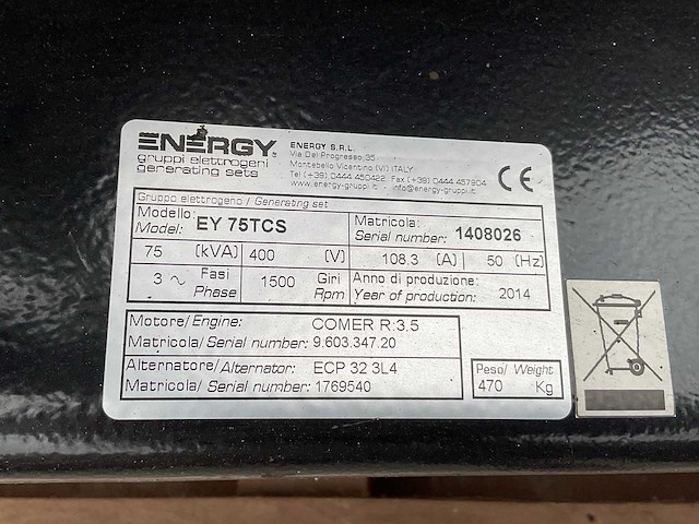 2014 energy ey 75tcs aftakas pto generator - afbeelding 2 van  9