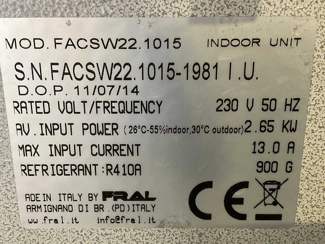 2014 fral facsw22 airconditioning - afbeelding 7 van  7