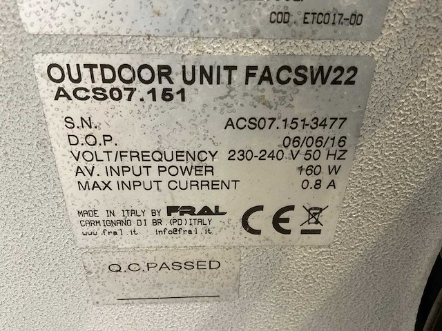 2014 fral facsw22 airconditioning - afbeelding 7 van  9