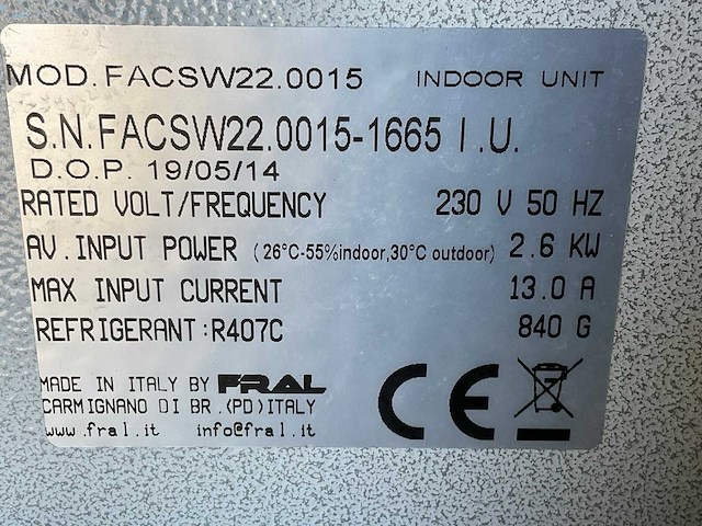 2014 fral facsw22 airconditioning - afbeelding 8 van  8