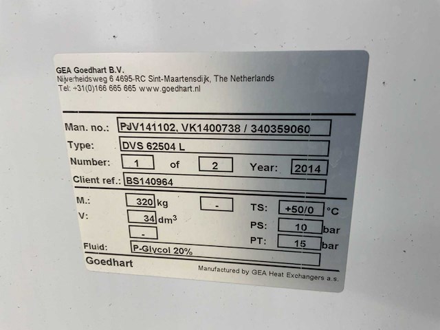 2014 gea goedhart dvs 62504 l glycol koeler dubbel uitblazend (c) - afbeelding 6 van  6