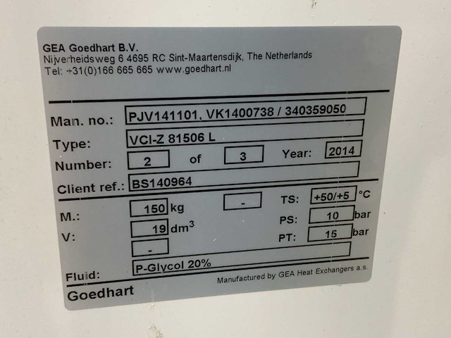 2014 gea goedhart vci-z 81506 l glycol koeler (c) - afbeelding 4 van  4
