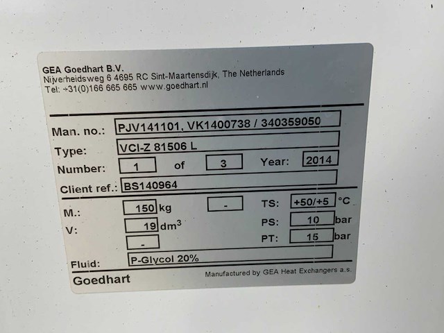 2014 gea goedhart vci-z 81506 l glycol koeler (c) - afbeelding 4 van  4