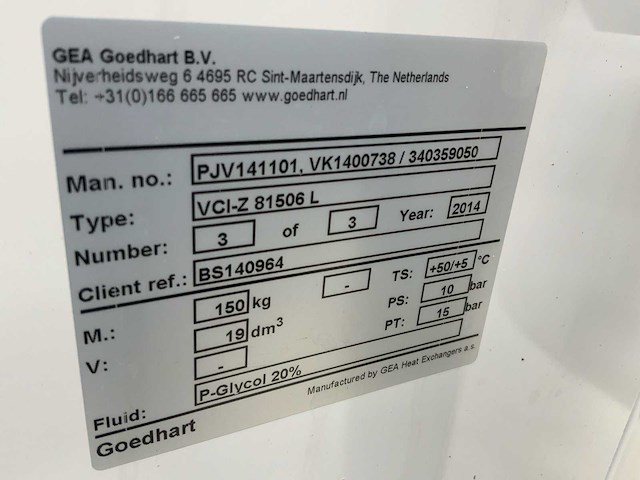 2014 gea goedhart vci-z 81506 l glycol koeler (c) - afbeelding 4 van  4