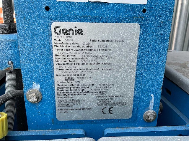 2014 genie gr-15 hoogwerker - afbeelding 8 van  16
