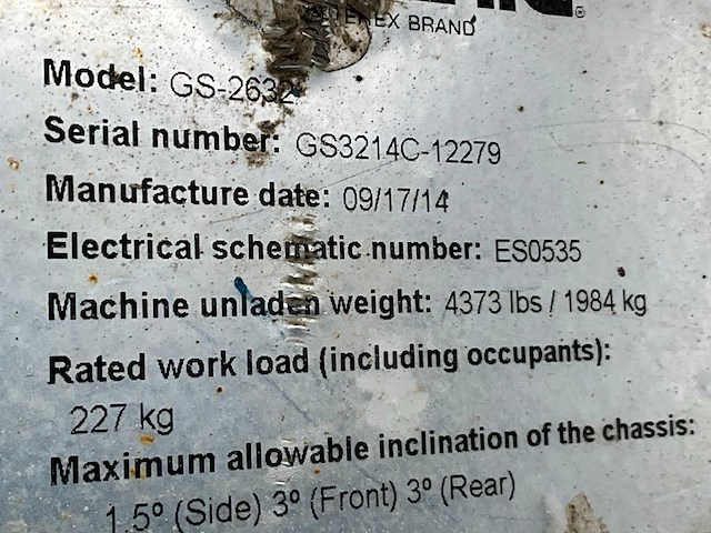 2014 genie gs-2632 hoogwerker - afbeelding 4 van  12