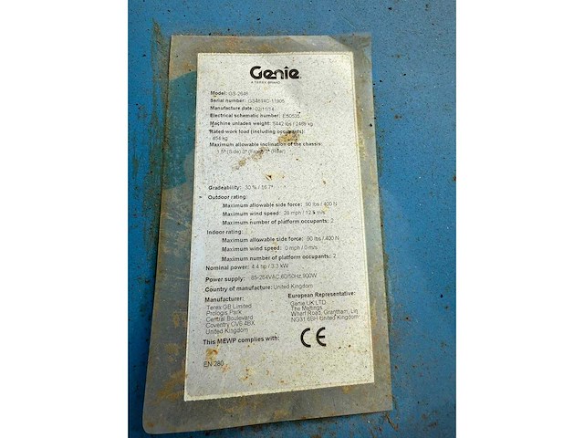 2014 genie gs 2646 schaarhoogwerker - afbeelding 7 van  7