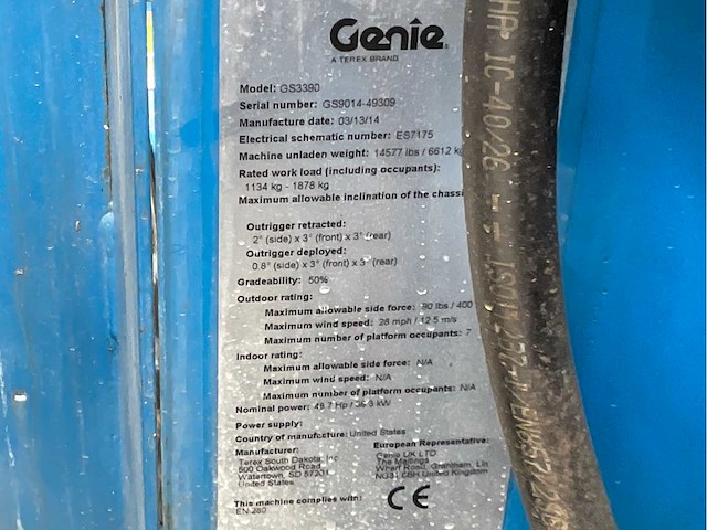 2014 genie gs-3390 hoogwerker 4x4 - afbeelding 36 van  41