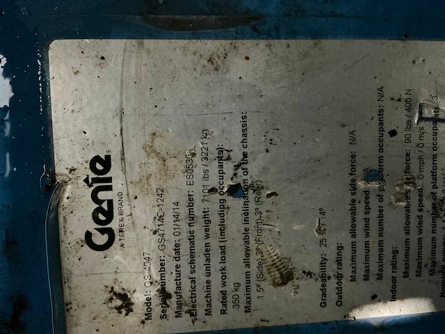 2014 genie gs-4047 hoogwerker - afbeelding 7 van  10