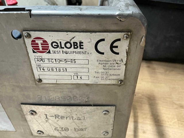 2014 globe apu sc10-5-85 hydrostatisch hoge druk testapparaat - afbeelding 3 van  5