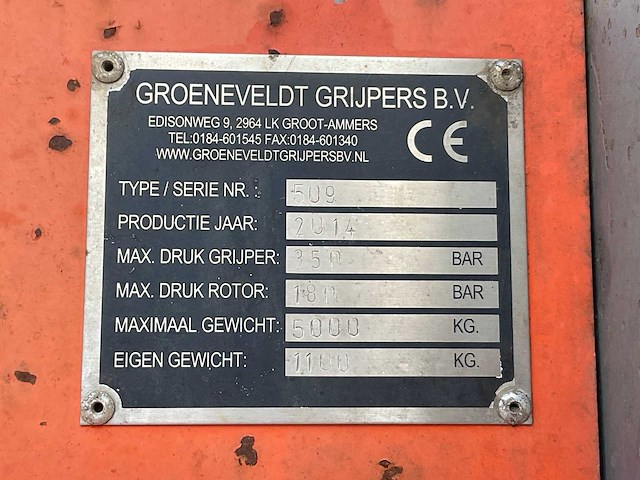 2014 groeneveld 509 roterende houtgrijper “cw30” - afbeelding 9 van  9