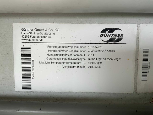 2014 güntner s-ghv 090.3a/2x3-l(s).e condensor - afbeelding 8 van  8