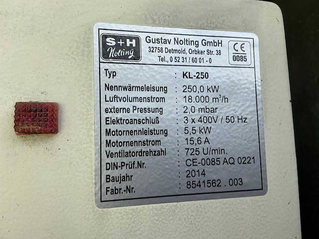2014 gustav nolting kl260 heater - afbeelding 3 van  12